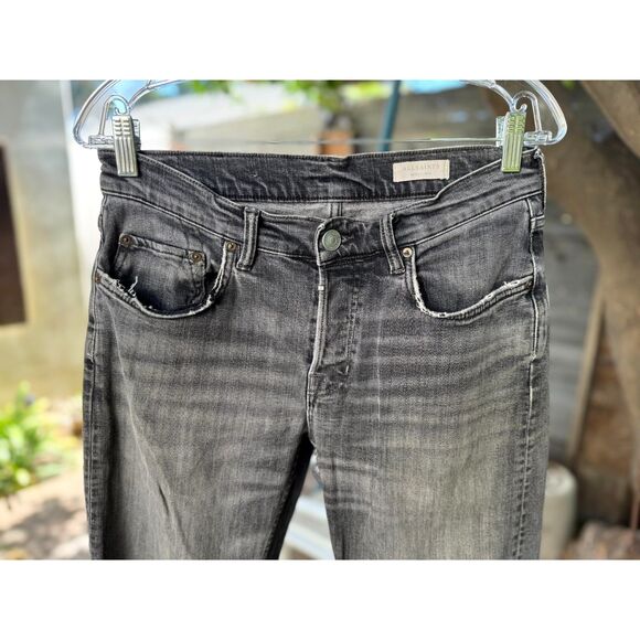 AllSaints Distressed Graine Reed Grey Black Slim Cotton Jeans Size 30 - Picture 4 of 13